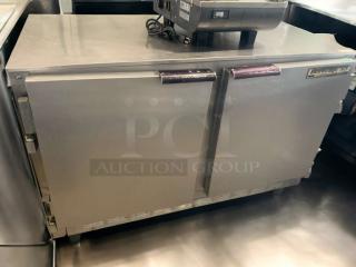 Beverage-Air UCR48 2-door undercounter refrigerator in excellent condition, stainless steel finish, fully tested, 115V.