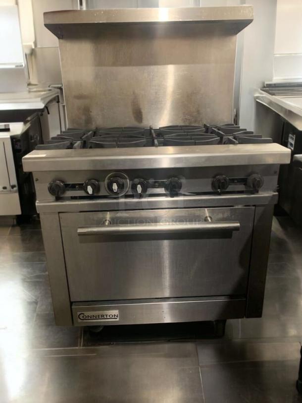 Connerton CR-6 6-burner gas range with standard oven. Prime condition, stainless steel, natural gas, fully tested.