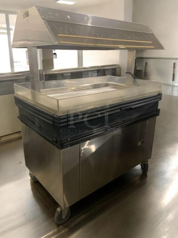 Outstanding condition BK MM-4 cold food merchandiser, fully tested, 120V, stainless steel, on wheels, by BK Resources.