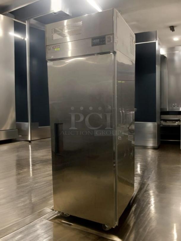 Turbo Air EF24-1-N-V single door reach-in freezer, stainless steel, excellent condition, 115V, tested and working.