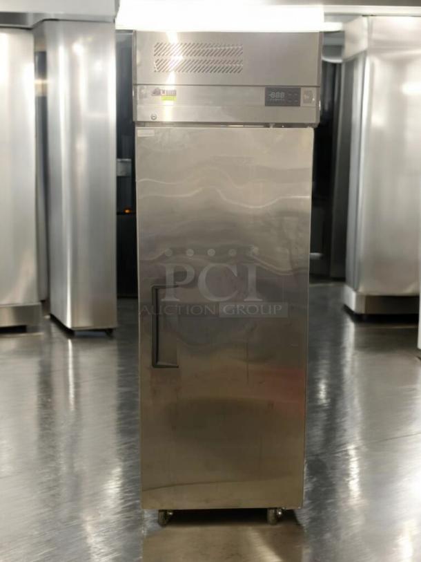 Turbo Air EF24-1-N-V single door reach-in freezer in outstanding condition, visible digital display, 115V, stainless steel.