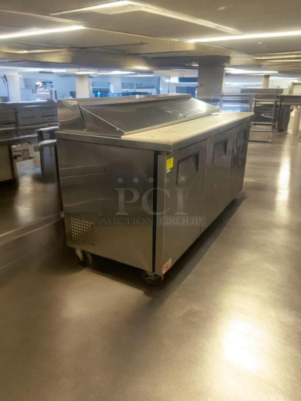 Outstanding condition True TSSU-72-18 prep table refrigerator, 72", stainless steel, fully tested and working, 115V.