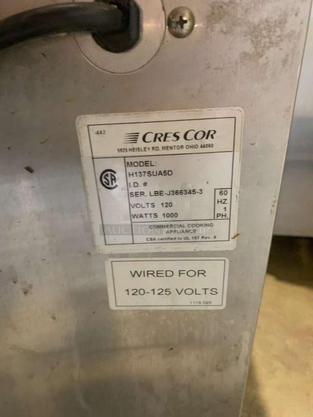Cres Cor H137SUA5D electric hot holding cabinet, outstanding condition, fully tested, 120V, serial LBE-J366345-3.