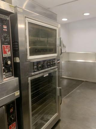 NU-VU / Toastmaster SUB-123 Electric Oven/Proofer Combo, 240V, prime condition, fully tested, with "Caution Hot" label.