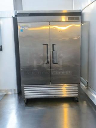 Pristine Turbo Air TSF-49SD double door commercial freezer, stainless steel, 115V, fully tested, on casters.