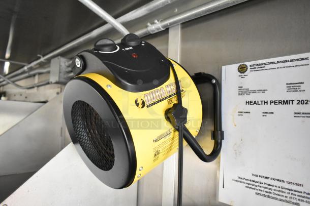 Dura Heat electric forced air heater, 120V, mounted in a food trailer with health permit. Ideal for mobile kitchen use.