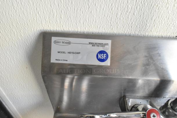 Label on stainless surface: "Serv-Ware Model: HS15-CWP, Made in China," with NSF mark.