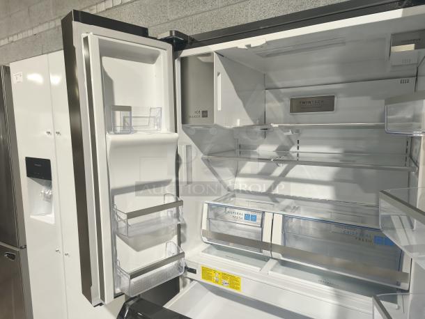 Frigidaire Gallery 21.5 cu ft 4-Door French Door Refrigerator, model GRMC2273CF04, new, counter-depth, interior view.