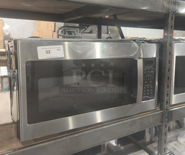 BRAND NEW GE 1.7 cu ft Over-the-Range Sensor Microwave Oven, Model JVM6175SK6SS, Scratch and Dent. Note: handling scuffs visible.