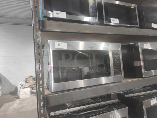 BRAND NEW GE 1.7 cu ft Over-the-Range Microwave Oven, Model JVM6175SK6SS; scratch and dent condition, stainless steel finish.