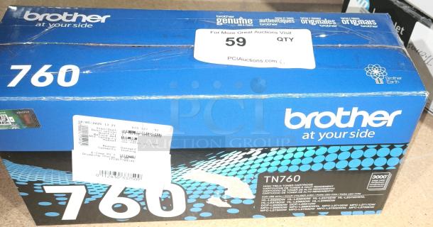 Brother Genuine TN760 High Yield Black Toner Cartridge in box. Compatible with multiple Brother printers. New condition.