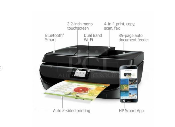 HP OfficeJet 5258 printer, all-in-one color inkjet. Features auto 2-sided printing, 2.2-inch touchscreen, Bluetooth, Wi-Fi, new condition.