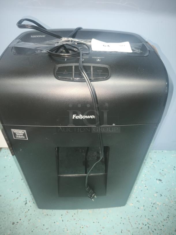 Fellowes Microshred 1800MC, 18-sheet microcut shredder, 8-gallon bin, new condition, features P-4 security level.