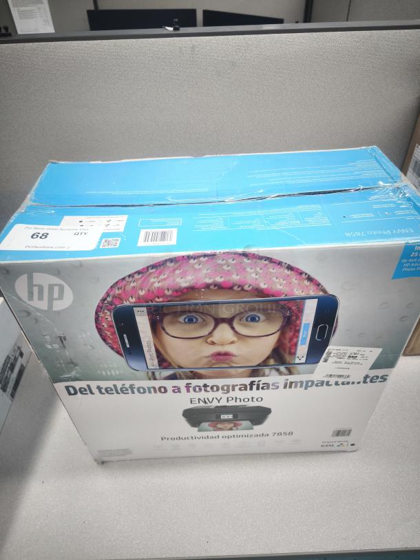 Brand new HP Envy 7858 all-in-one inkjet printer in box, Wi-Fi enabled, color printing, mobile print feature, black.