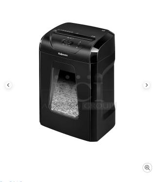 Fellowes Powershred 1200C cross-cut shredder, brand new, black finish, clear window, and control panel visible.