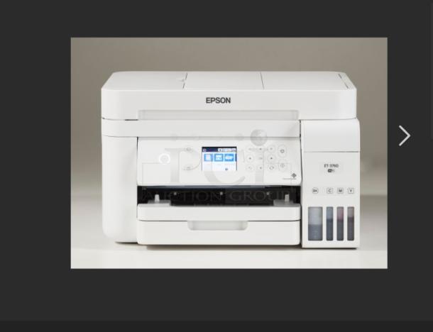 Epson EcoTank ET-3760 printer, brand new, cartridge-free, with scanner, copier, ADF, Ethernet; certified ReNew.