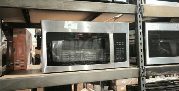 BRAND NEW SCRATCH AND DENT GE 1.6 cu ft Over-the-Range Microwave Oven, Model PVM9005SJ8SS, stainless steel finish.