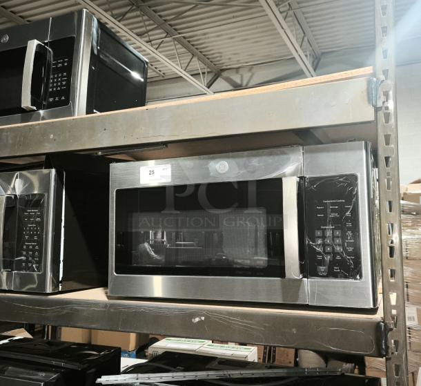 BRAND NEW GE 1.6 cu ft Over-the-Range Microwave Oven, model JVM6175SK6SS, in scratch and dent condition, stainless steel finish.