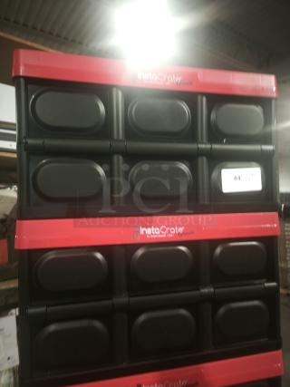 Brand new Greenmade InstaCrate 12-Gal collapsible storage container, model 1959031, in black with red trim.