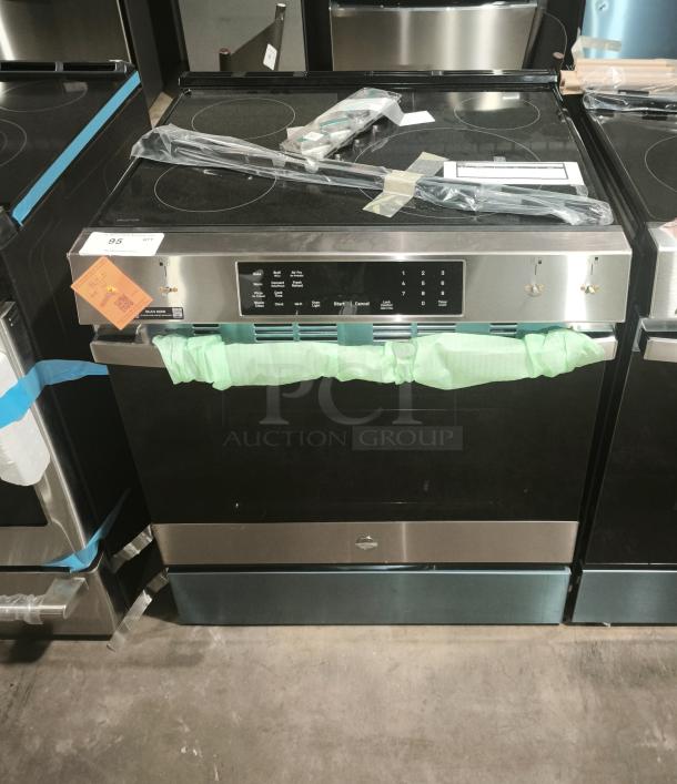 BRAND NEW GE 30" Slide-In Electric Convection Range Model GRS600AVFS, Stainless Steel, with No Preheat Air Fry feature.