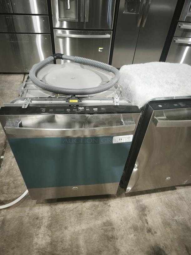 GE Top Control Dishwasher Model GDT550PYRFS, new condition, stainless steel exterior, features Sanitize Cycle and Dry Boost™.