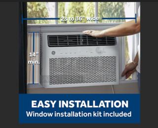 BRAND NEW GE 8,000 BTU smart window AC, 3,800 BTU heating, eco mode, Wi-Fi. Adjustable louvers, remote, LED, 115V, model AWGH08WWF1.