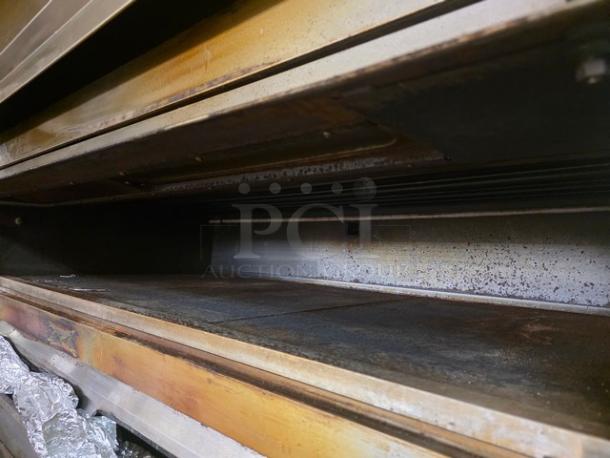 Bakers Aid BADO-434HC Ultra Deck Oven, 4 decks, 208 3 Phase 60Hz 38.5 kW, 115V, on casters, seasoned condition.