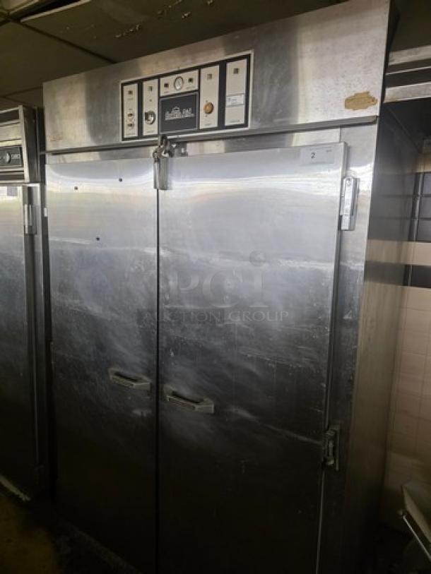 Bakers Aid Proof Box, Model BAPIS-2D-S5. Stainless steel, dual doors, visible wear. Control panel on top.