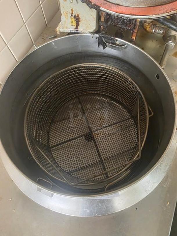 BKI Electric Commercial Deep Fryer, Model FKM-FC. Features 48A, 3 PH, 208V, 60 Hz. Used condition with visible fry basket.