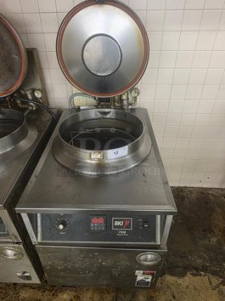 BKI Electric Commercial Deep Fryer, model FKM-FC, 48A, 3 PH, 208V, 60 Hz, stainless steel, good condition.