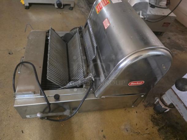 Berkel MB Series countertop bread slicer, stainless steel, 115V, 60 Hz, 1 PH, good condition, visible Berkel branding.