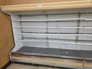 Hill Emhart 5D-8RK 8' multi-deck display case, metal shelves, good condition, buyer must remove.