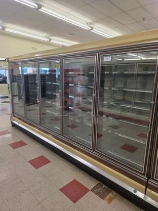 Hill ZAR5G-FCK frozen food doors with electric defrost, horizontal lights, and wire shelves. No compressor, sold by the door.