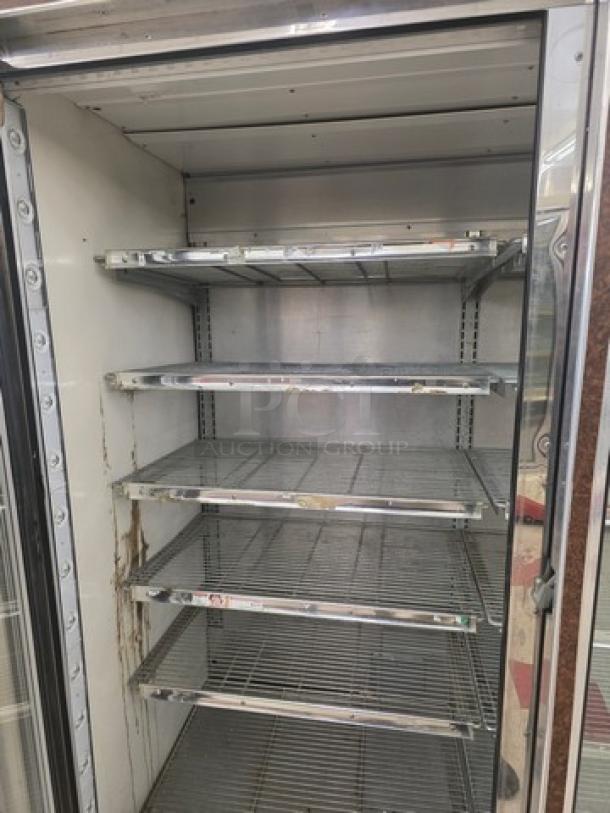 Hill ZAR5G-FCK frozen food door with electric defrost, horizontal lights, and wire shelves. No compressor included.
