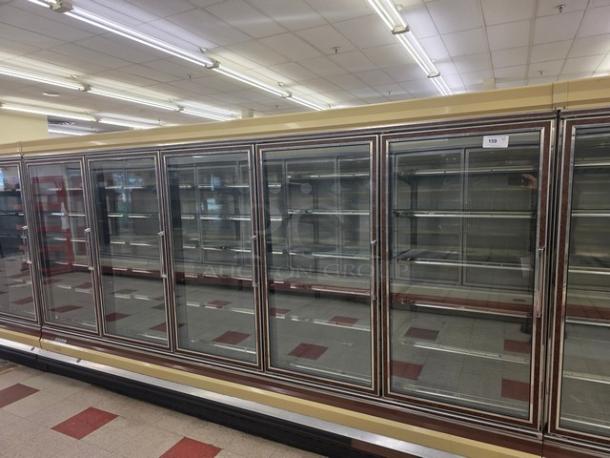 Hill ZAR5G-FCK frozen food doors with electric defrost, horizontal lights, wire shelves. No compressor. Sold by the door.