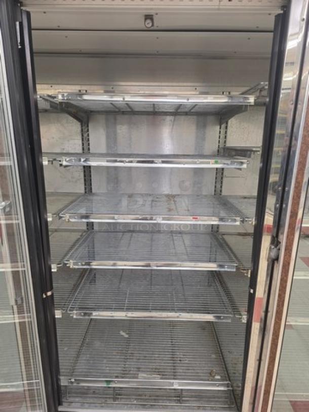Hill ZAR5G-FCK frozen food door with electric defrost, horizontal lights, and wire shelves. No compressor included.