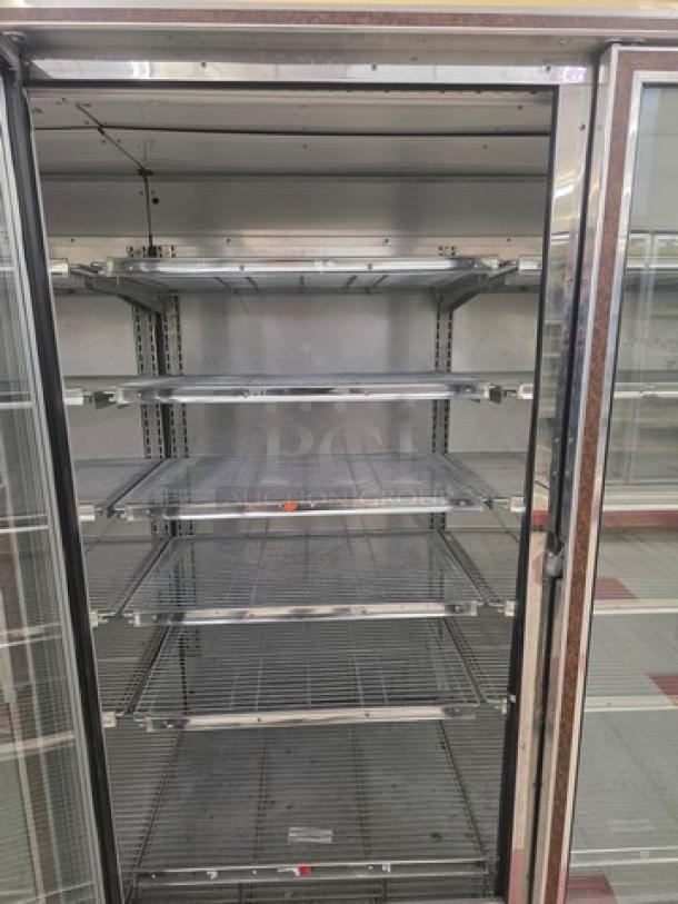 Hill ZAR5G-FCK frozen food door, electric defrost, horizontal lights, wire shelves; compressor not included.