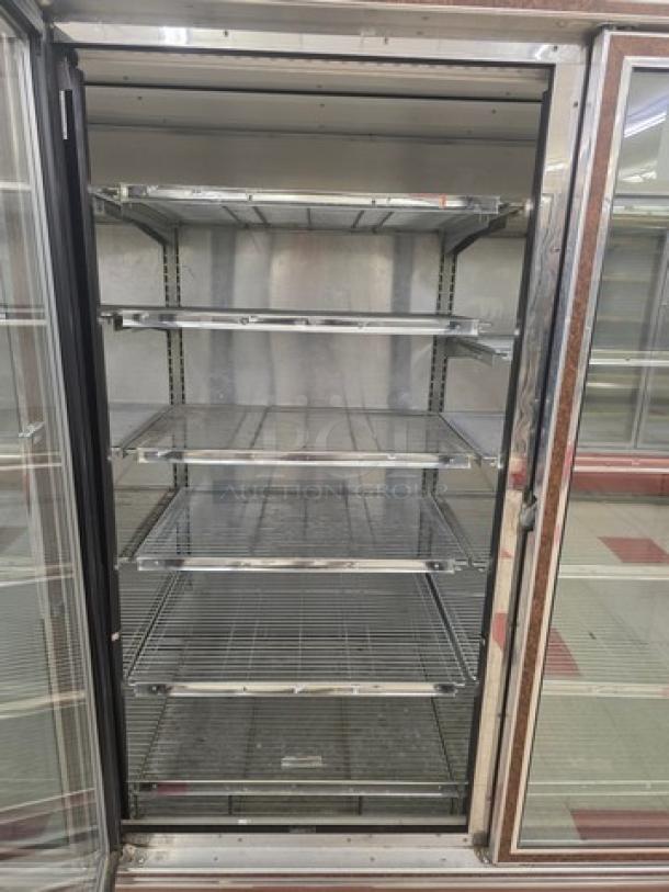 Hill ZAR5G-FCK frozen food door with electric defrost, horizontal lights, and wire shelves. No compressor included.