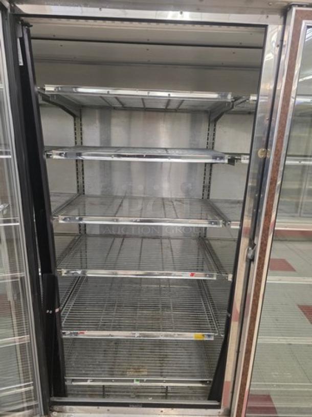 Hill ZAR5G-FCK frozen food door with electric defrost, horizontal lights, and wire shelves. No compressor. Good condition.