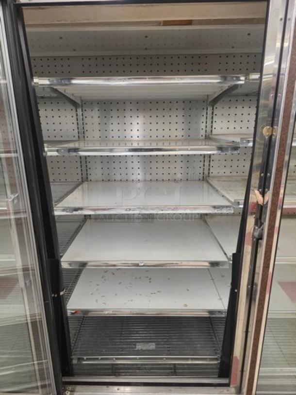 Hill ZAR5G-FCK frozen food door with electric defrost, horizontal lights, and wire shelves. No compressor included.
