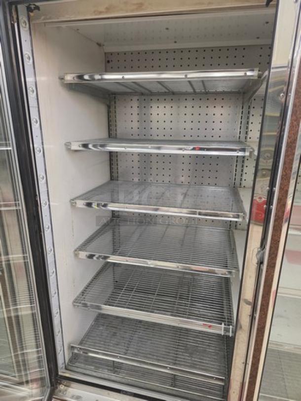 Hill ZAR5G-FCK frozen food door with wire shelves, horizontal lights, electric defrost. No compressor included.