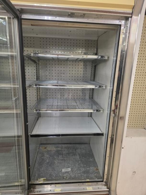 Hill ZAR5G-FCK frozen food door with electric defrost, horizontal lights, and wire shelves. No compressor included.