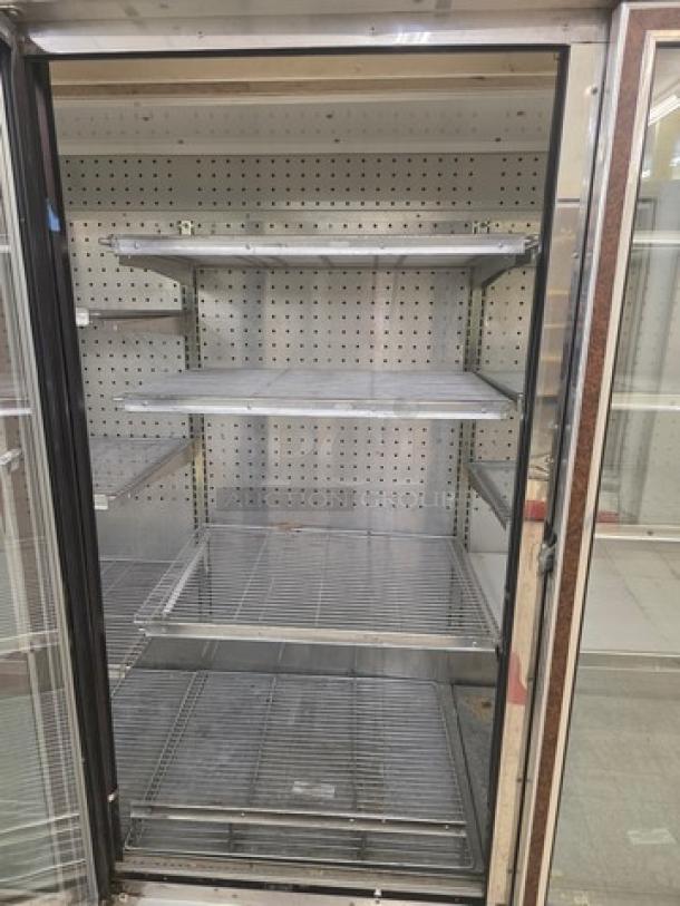 Hill ZAR5G-FCK frozen food door with electric defrost, horizontal lights, and wire shelves. No compressor included.