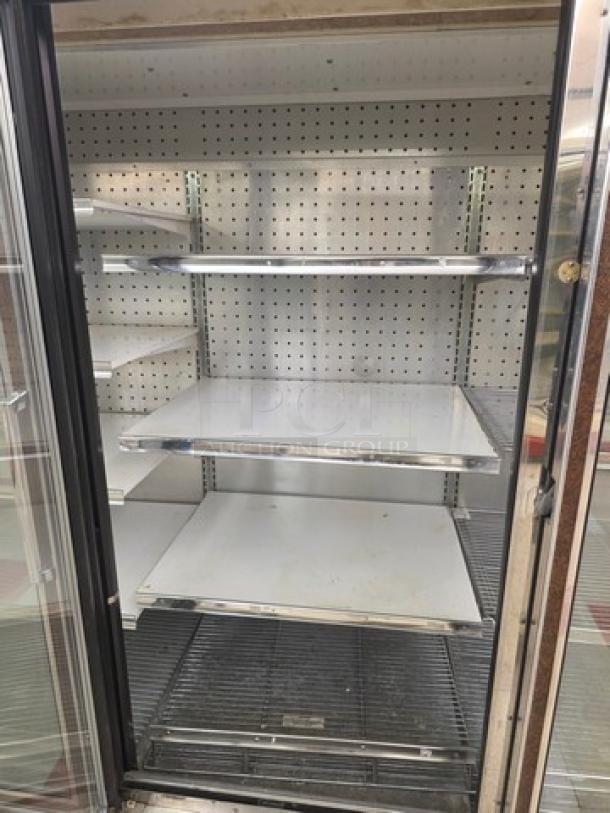 Hill ZAR5G-FCK frozen food door with wire shelves, horizontal lights, and electric defrost. No compressor included.
