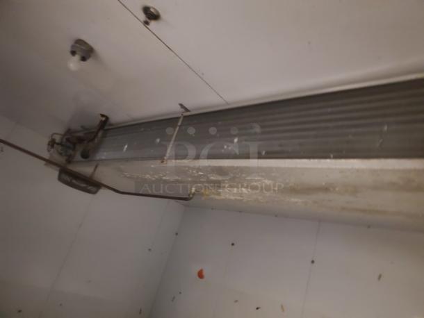 Kramer LV270 evaporator, 115V, 1 PH, 60 cycles, 8.0 A, mounted on a ceiling, visible wear and paint chipping.