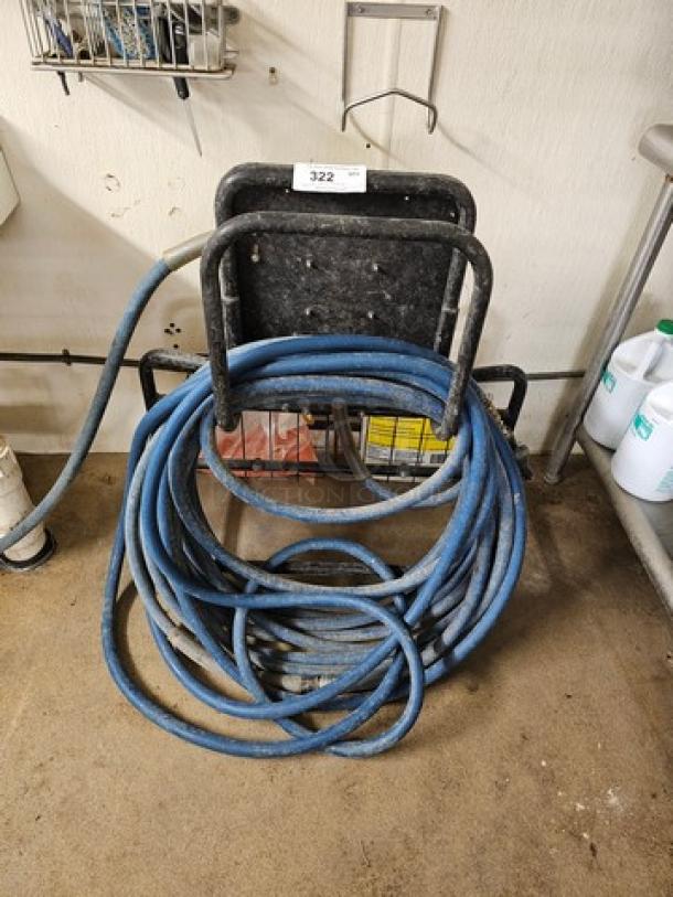 Ecolab Low-Pressure Foam Cleaning System on a portable cart, with coiled blue hose. Item number 322.