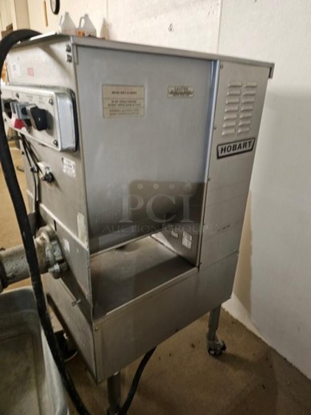Hobart 4246HD Meat Grinder & Mixer, stainless steel, 208V, 60 Hz, 8.5 HP, 30 AMP, features controls and labeled panel.