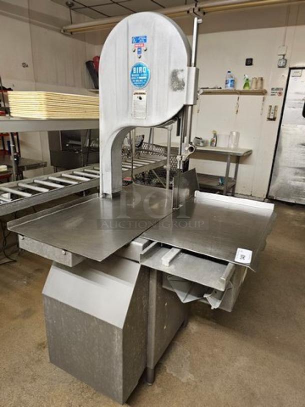 Biro Meat Saw model 3334, stainless steel, commercial-grade, clean condition, visible Biro label and model information.