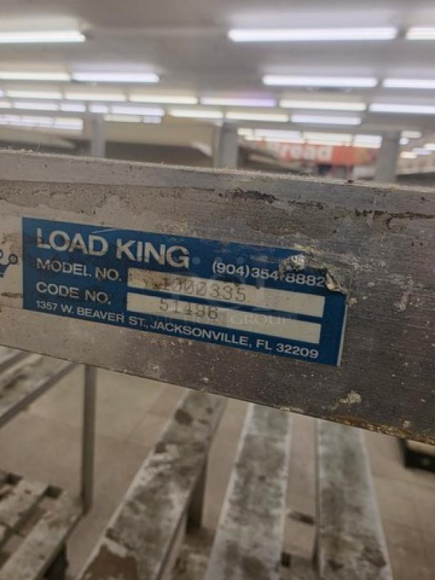 Load King aluminum mobile shelf cart, model 1000335, code 51496. Used condition with visible wear, located in Jacksonville, FL.