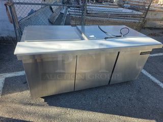 Continental SW72-30M 72" stainless steel commercial sandwich prep unit, features large prep area, good condition.
